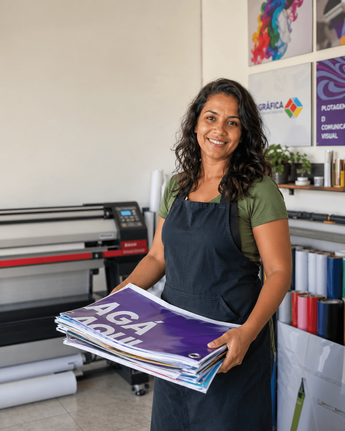 Profissional do ramo gráfico organizando pedidos, notas e produção com a Imprima Store